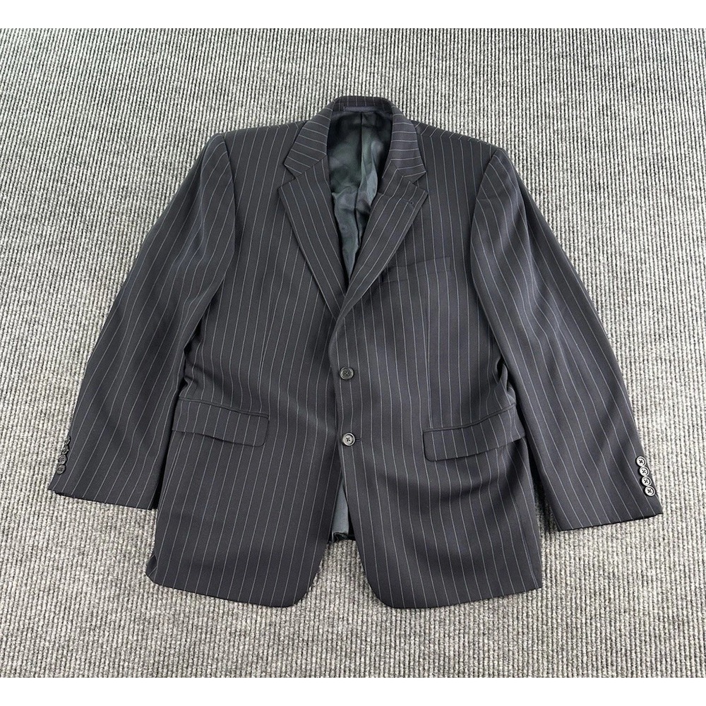 Burberry London Suit Jacket 43R Blue Wool Striped Designer Kingston USA Union